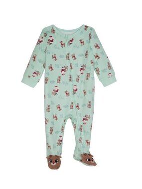 Rudolph The Red Nose Reindeer Santa Footed One PIece Bodysuit Sz 3-6M NWT